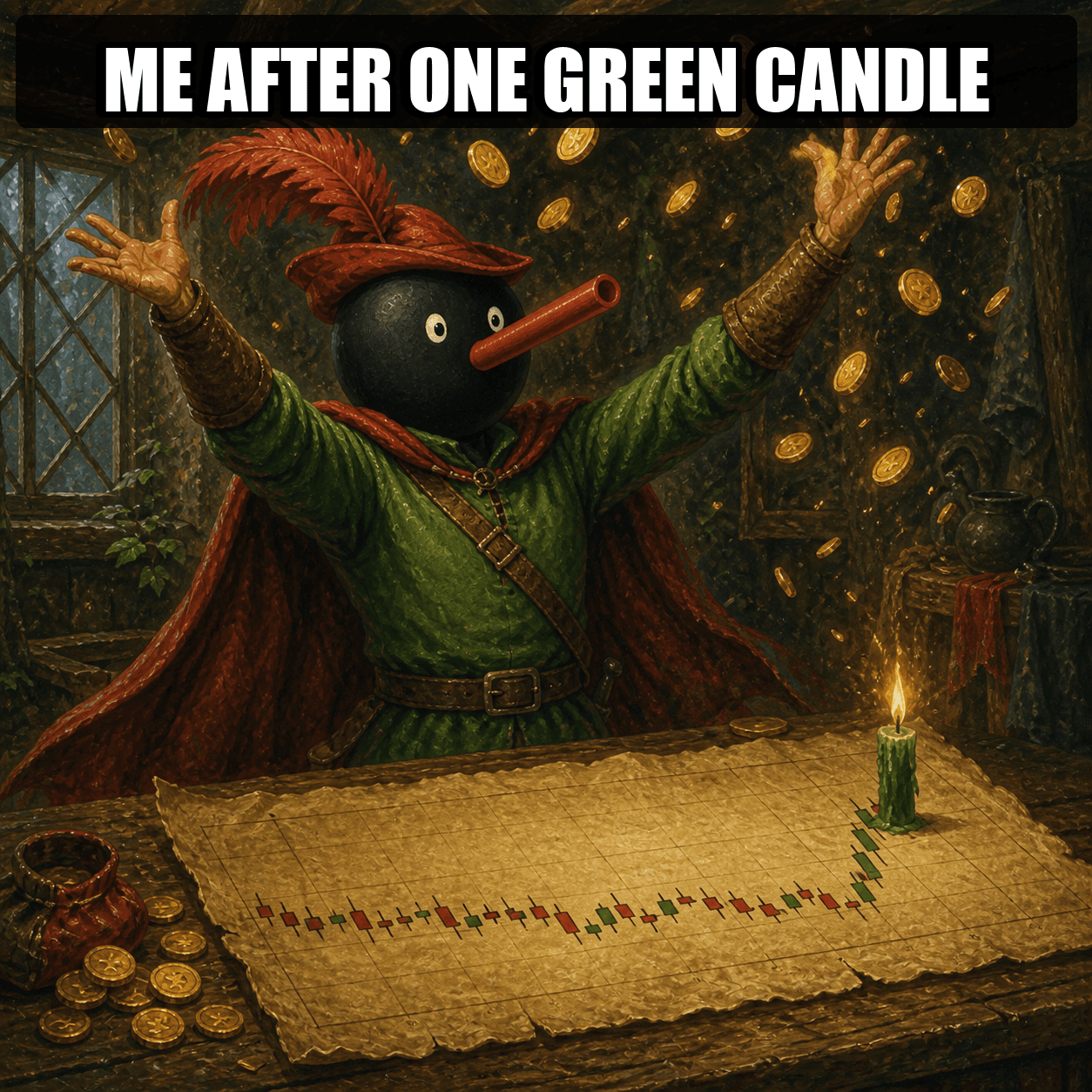 Robin Noot celebrating a tiny green candle