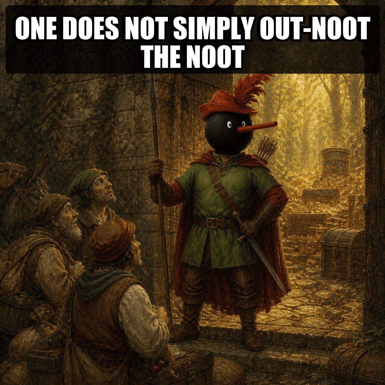 Robin Noot guarding a grand forest gate