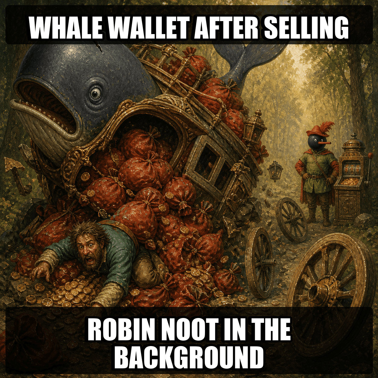 Robin Noot smirking as a whale carriage breaks down